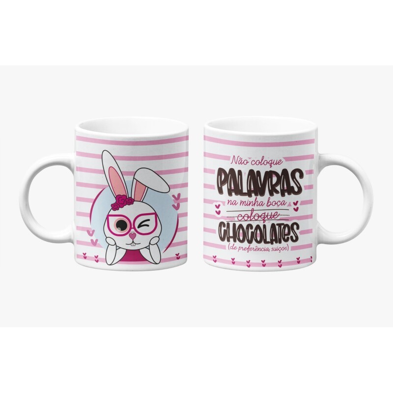 CANECA COLOQUE CHOCOLATES ROSA  325ML # CN0588