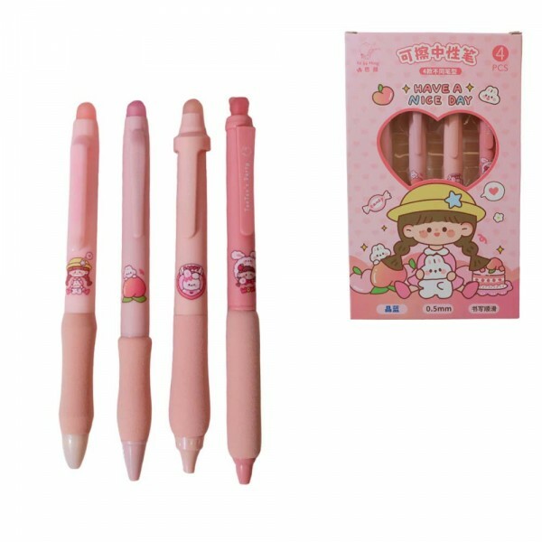 KIT CANETA APAGAVEL MENINA C/4 PCS # MJ6203B