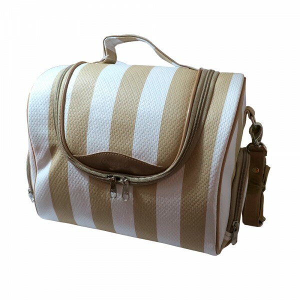 NECESSAIRE LISTRA LARGA BEGE 25X26CM #041.S