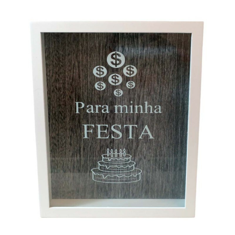 QUADRO COFRE MINHA FESTA BRANCO 24X20CM # HD65922